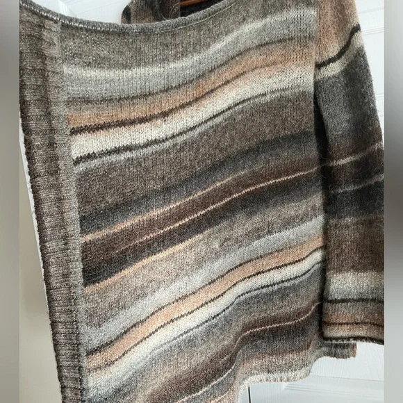 Michael Kors Open-Front Hooded Cardigan Sweater Brown Tan Cream Earth Tones S - Picture 4 of 10